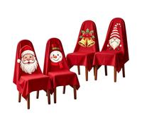 4 Piece Dining Chair Covers Festive Funny Seat Protector Stretch Fit | Decorative Furniture Slipcovers With Cute Seasonal Designs For Kitchen Dining Room Holiday Party Home Interior Styling
