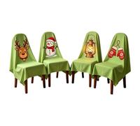 4 Piece Dining Chair Covers Festive Funny Seat Protector Stretch Fit | Decorative Furniture Slipcovers With Cute Seasonal Designs For Kitchen Dining Room Holiday Party Home Interior Styling