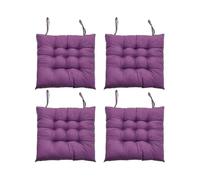 4-Piece Dining Chair Seat Cushion Set, 40 x 40cm Comfortable Dining Chair Cushion, Kitchen Chair Cushion with Tie-Straps (Purple)