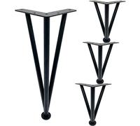 4-Piece Furniture Leg Set, Modern DIY Sofa Legs, Metal Triangular Replacement Feet,for Sofa/Table/Cabinet, Adjustable, with Base Plate Protector,Black-25cm/10in