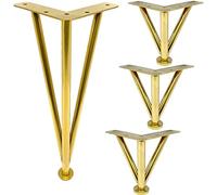 4-Piece Furniture Leg Set, Modern DIY Sofa Legs, Metal Triangular Replacement Feet,for Sofa/Table/Cabinet, Adjustable, with Base Plate Protector,Gold-12cm/5in