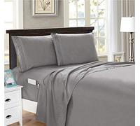 4-Piece King- Smart Sheet Set! Luxury Soft 1500 Thread Count Egyptian Quality Wrinkle and Fade Resistant with Side Storage Pockets on Fitted Sheet, King, Gray