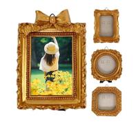 4-Piece Vintage Resin Photo Frame Set And Mini Victorian Style Stands, Small Light Luxury Ornaments For Photo Wall Decoration And Jewelry Display, Retro Resin Decorative Frames