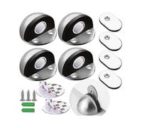 4 Pieces Adhesive Stainless Steel Magnetic Door Stop with Rubber Bumpers Heavy Duty Door Stops