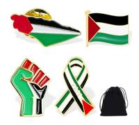 4 Pièces Broches de Drapeaux Nationaux Palestiniens pour Femmes et Hommes, Épinglette en émail représentant le pacifisme patriotique, Accessoires pour sac à dos（A）