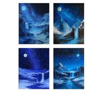 4 Pièces Diamond Painting Enfant Lune Diamond Painting Petit Format 40x55cm Peinture Diamant Kit Broderie, DIY 5D Perle Diamant a Coller Débutants Loisirs Créatifs Décoration Murale Montagne z113f