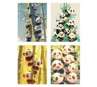 4 Pièces Diamond Painting Enfant Panda Diamond Painting Petit Format 55x70cm Peinture Diamant Kit Broderie,DIY 5D Perle Diamant a Coller Débutants Loisirs Créatifs Décoration Salon Murale Animal z223f