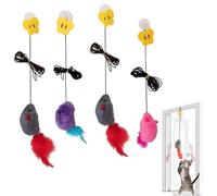4 Pieces Interactive Cat Toy, Juguete Interactivo Gato, Juego Para Gatos with Suction Cup, Juguete Gato Plumas, Cat Toys for Indoor, For Kitten Receiver Fun Playing Exercise, For Indoor Solo Play