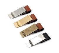 4 Pieces Leather Pen Loop with Clip, Leather Pen Holder and Metal Clip, Stainless Steel Pen Holder Clips, Pen Holder Clips for Notebook, Office, Docto