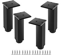 4 Pieces Metal Furniture Legs, Heavy Duty Adjustable Replacement Legs Square Cabinet & Modern Shelf Replacement Legs Set for Table, Couch,Black-35cm(13.8in)