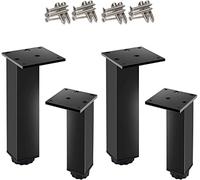 4 Pieces Metal Height Adjustable Table Legs, Heavy Duty Support Feet, Aluminum Alloy Furniture Legs, DIY Furniture Table and Chairs, with Screws,Black-5cm(2.0in)
