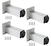 4 Pieces Modern Furniture Cabinet Legs, Adjustable Cabinet Feet, Sofa Support Legs, Aluminum Alloy, Table Legs with Screws, for Kitchen/TV Table/Coffee Table,Silver-15cm(5.9in)