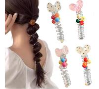 4 Pieces No Damage Soft Elastic Spiral Hair Ties, Hair Ties For Women Braided Telephone Spiral, Twisted Hair Wire Pony Hairwire, Soft Stretchy Hair Accessories (F)