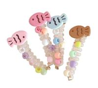 4 Pieces No Damage Soft Elastic Spiral Hair Ties, Twisted Hair Wire Pony Hairwire, Soft Pearl Braided Phone Cord Hair Bands for Women & Girls (E style)