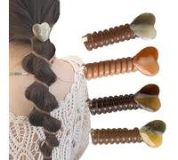 4 Pieces No Damage Soft Elastic Spiral Hair Ties, Twisted Hair Wire Pony Hairwire, Soft Pearl Braided Phone Cord Hair Bands for Women & Girls (B style)