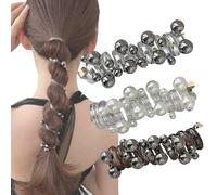 4 Pieces No Damage Soft Elastic Spiral Hair Ties, Twisted Hair Wire Pony Hairwire, Soft Pearl Braided Phone Cord Hair Bands for Women & Girls (A style)