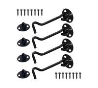 4 Pieces Sliding Door Latch, Cabin Hook 4 Inch, Stainless Steel Door Latch, Door Latch Hook for Locks Barn Door Bathroom Window Sliding Door (black)