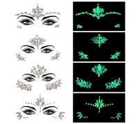 4 piedras brillantes para la cara, festival, para festivales, caras, festivales, accesorios para festivales, caras, autoadhesivas, tatuajes brillantes, festivales para fiestas