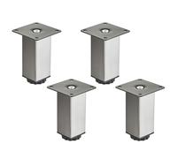 4 pies de mueble SOTECH ZULU 38 x 38 x 100 mm aspecto acero inoxidable, capacidad de carga hasta 100 kg por pie, pies de vitrina Pies de zócalo Pies de mueble