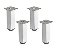 4 pies para muebles SOTECH ZULU 38 x 38 x 150 mm cromo pulido, capacidad de carga hasta 100 kg por pie, pies de armario pies de zócalo Pies de armario