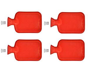 4 pieza Agua Caliente Rojo | Botella goma 1 L | cama wärmflaschen térmica