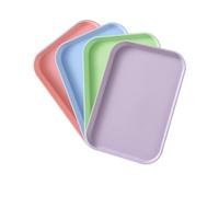 4 Pieza Bandeja Rectangular, Bandejas Rectangulares de Plástico, Bandeja Antideslizante, Bandejas para Servir Comida Reutilizable, Bandejas de Comida para Cocinas, Restaurantes, Hoteles y Escuelas