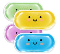 4 Pieza Bolsa de Gel Niños para Lesiones, Almohadilla de Refrigeración gel Caliente o Fría, Diseño Patrones Sonrisas, Reutilizable para Muelas del Fiebre, Hinchazón