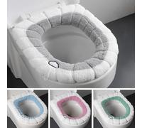 4 Pieza Fundas de Felpa para Asiento de Inodoro Almohadilla Calentador de Inodoro Asiento Inodoro Estirable Cojines Antibacteriana,Suaves,Cálido para La Mayoría de Los Inodoros Familiares Tipo O-U