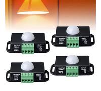 4 Pieza Interruptor con Sensor de Movimiento, Controlador de Interruptor LED con Sensor PIR de 12V/24V para Tiras de Luz LED Flexibles