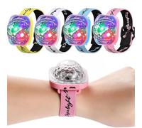 4 Pieza Luz De Discoteca - Reloj Con Luz De Escenario LED Activada Por Sonido | Pulsera Con Luz De Discoteca USB Bola Espejo Recargable | Lámpara Estroboscópica Nocturna Reloj Pulsera Carga Controlada