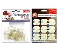 4 pieza Protección bordes, diámetro 4 cm + 9 x enchufe de seguridad | Niños