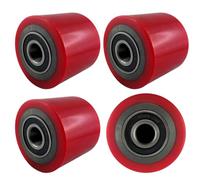 4 pieza Ruedas para Transpaleta de Poliuretano 80 x 70mm, Eje 20mm Ruedas para Transpaleta con Rodamientos de Bolas Recambios Industriales para Transpaletas Carretillas de Transporte