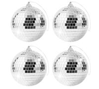 4 Piezas 10cm Bola Discoteca, Bolas de Espejo Colgantes Plateadas, Disco Ball Bola de Discoteca,Es Adecuado para La Decoración Ael árbol de Navidad, Fiesta Disco, Decoración del Hogar