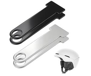 4 piezas (2 pares) de soportes de extensión para candado de casco de motocicleta, color negro y plateado, de metal, para cascos con cierre de liberación rápida, para fijación en motocicletas.