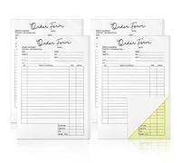 4 piezas 2 partes sin carbón formulario de pedido Copia duplicada de carbono Libro de recibo de compra Formularios de pedido Libro de factura de tamaño de bolsillo para pequeñas empresas 5.5 x 8.5 pulgadas