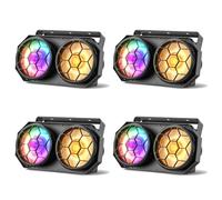 4 piezas 2x100W Foco LED Par COB+RGB Foco Escenario Blanco Frío/Cálido 20Hz Estroboscópico con 20 Efectos Luz de Escenario dmx para Fiesta Bar Discoteca Fotografía