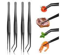 4 Piezas 304 Acero Inoxidable Pinzas de Cocina Profesionales，Pinzas Chef, Pinzas Cocina Acero Inoxidable de Precision para Emplatar，Utensilios de Cocina Adecuado para Cocinero, Barbacoa, Servir