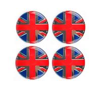 4 piezas 52 mm Estilo Bandera de Reino Unido Union Jack Tapacubos de Centro de Rueda Emblema a Cuadros Adhesivo Vinilo Compatible con Mini Cooper JCW One PJ07 (Estilo adhesivo epoxi, Union Jack del