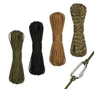 4 Piezas 8 Metros Paracord Cuerda de Nailon Paracaídas Diámetro 4mm, Cuerda Resistente con 7 Hilos de Nylon 100%, Capacidad de Carga, Ideal para Camping, Escalada y Pulseras Paracord