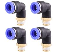 4 piezas 8mm 1/8" PT Racores neumáticos en codo de 90° con rosca macho Racores rápidos neumáticos para mangueras Push-in Conexión de aire comprimido Push-in