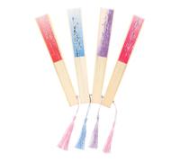4 Piezas Abanicos Plegables de Bambú y Tela, Estilo Retro para Bodas | Diseño Intrincado y Colores Vibrantes, Plegado Fácil y Flujo Fresco, para Fotógrafos y Damas de Honor
