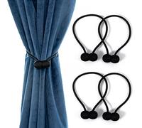 4 Piezas Abrazaderas Magnética para Cortinas, Negro Alzapaños para Cortinas, Accesorios de Cortinas, Lazos de Cortina para Oficina, Sala de Estar, Dormitorio (Negro)