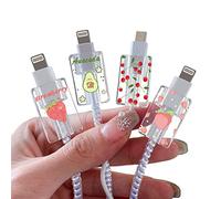 4 Piezas Accesorios de Protección de Teléfono Protectores, Protector de Cable Diseño de Frutas Bonitas, Cargador Lindo Ahorrador de Cable, Compatible con iPhone