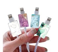 4 Piezas Accesorios de Protección de Teléfono USB Protectores para iPhone, Lindo Ahorrador de Cable Cargador USB para Líneas de Datos de Móviles, Diseño de Mármol Brillante para Niñas Mujeres Niños