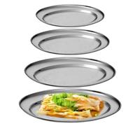 4 Piezas Acero Inoxidable Bandeja, Bandejas De Servir Oval, Bandeja De Servir De Acero Inoxidable Cuenco Ovalado Para Colocar Comida Gourmet, Bandejas De Cocina, Suministros De Restaurante (Plateado)