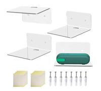 4 piezas Acrylic Wall Shelves - Multifunction 4 inch Holder Display Shelf, Bedroom Bookshelf Album Kitchen Bathroom Living Room Storage Workplace | Floating Book Display, Bathroom Toiletry Organizer,
