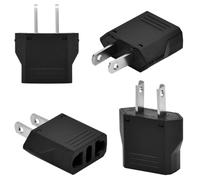 4 Piezas Adaptador Enchufe Americano a Europeo, Adaptador de Conversor Español a EE. UU, Adaptadores De Viaje Universal, Plug Adaptor a 2-Pin USA para Europa/USA/US/Canadá/México (EU to US, Negro)