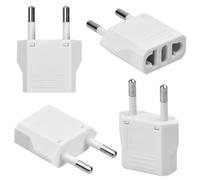 4 Piezas Adaptador Enchufe Americano a Europeo, Adaptador de Conversor Español a EE. UU, Adaptadores De Viaje Universal, Plug Adaptor a 2-Pin USA para Europa/USA/US/Canadá/México (US to EU, Blanco)