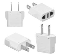 4 Piezas Adaptador Enchufe Americano a Europeo, Adaptador de Conversor Español a EE. UU, Adaptadores De Viaje Universal, Plug Adaptor a 2-Pin USA para Europa/USA/US/Canadá/México (EU to US, Blanco)