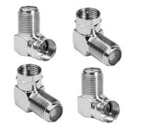 4 Piezas Adaptador F en Ángulo 90°, Conector F Macho Hembra para Cable Satélite, Adaptador Sat en Ángulo Recto, Adaptador Antena TV Ahorra Espacio, Conector Cable Satelital para Receptor